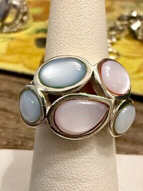 Sterling silver ring multi-stone cluster design